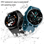 Montre de sport connectée ZL02 avec surveillance de la fréquence cardiaque, de la pression artérielle et de l'oxygénation, podomètre, Bluetooth sans fil, bleu, noir, rose, or
