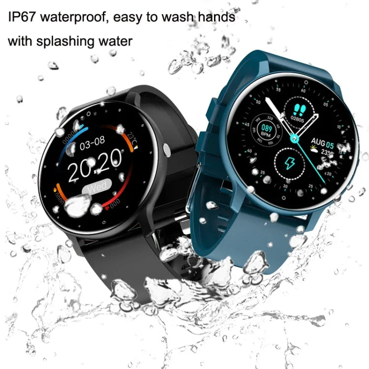 Montre de sport connectée ZL02 avec surveillance de la fréquence cardiaque, de la pression artérielle et de l'oxygénation, podomètre, Bluetooth sans fil, bleu, noir, rose, or