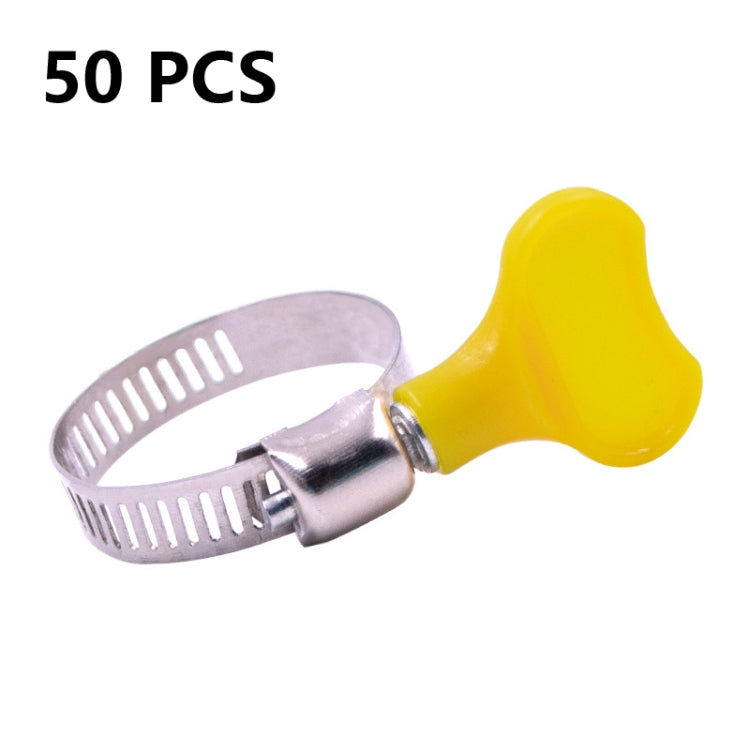 50 PCS Plastic Handle Stainless Steel Throat Clamp Buckle Water Pipe Clamp, Plastic Pipe Clamp
