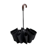 PARACHASE Parapluie automatique pliant à trois volets avec poignée en bois massif courbé et 10 baleines, Gris, Noir, Marine