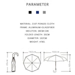 PARACHASE Parapluie automatique pliant à trois volets avec poignée en bois massif courbé et 10 baleines, Gris, Noir, Marine