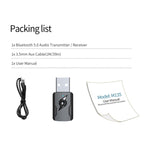 Émetteur Bluetooth 5.0 Récepteur AUX Adaptateur audio USB double sortie pour ordinateur, M136