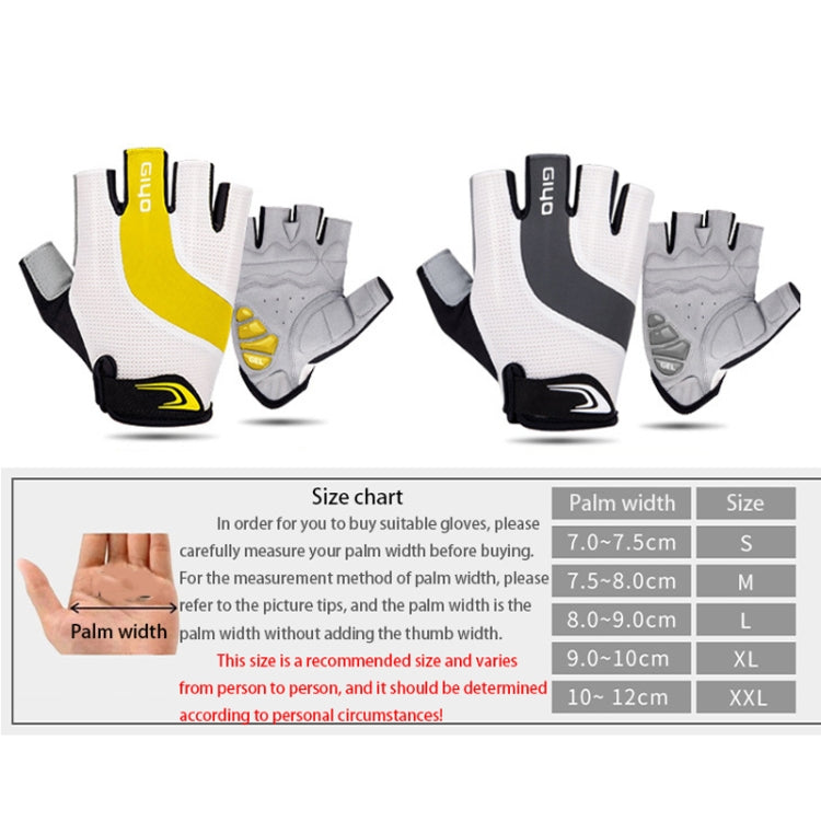 GIYO S-14 Gants de Vélo Mi-Doigts, Gants à Coussinet de Paume Absorbant les Chocs en GEL, S, M, L, XL, XXL