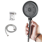 Pommeau de douche portatif en silicone suralimenté, Style :, Blanc, Noir, Argent, Blanc+Tuyau souple+Support en aluminium, Noir+Tuyau souple+Support en aluminium, Argent+Tuyau souple+Support en aluminium