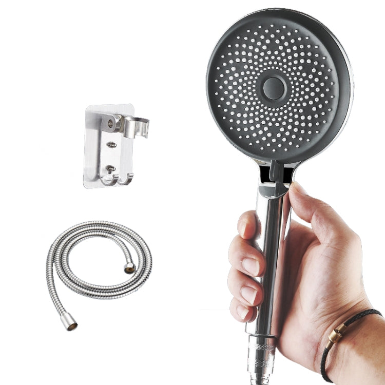 Pommeau de douche portatif en silicone suralimenté, Style :, Blanc, Noir, Argent, Blanc+Tuyau souple+Support en aluminium, Noir+Tuyau souple+Support en aluminium, Argent+Tuyau souple+Support en aluminium