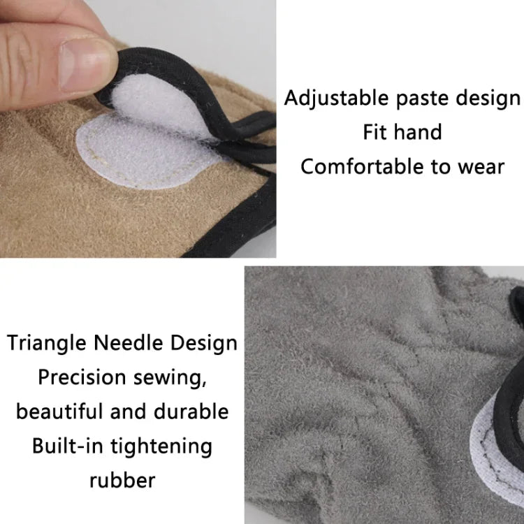 CLS Gants de protection de barbecue, résistants à la chaleur, en cuir de vachette, Kaki, Gris argenté