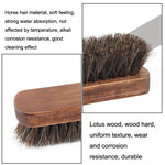Brosse à chaussures en crin de cheval, brosse à chaussures en acajou pour le nettoyage et le dépoussiérage, brosse à poussière pour chaussures