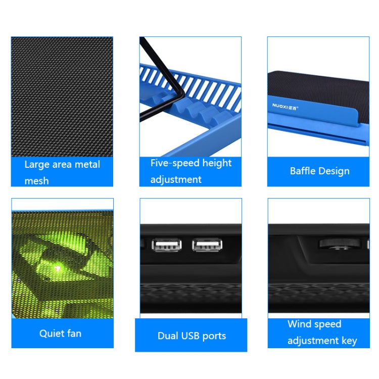 Base de refroidissement pour ordinateur portable en maille métallique NUOXI H8, H8 6 ventilateurs