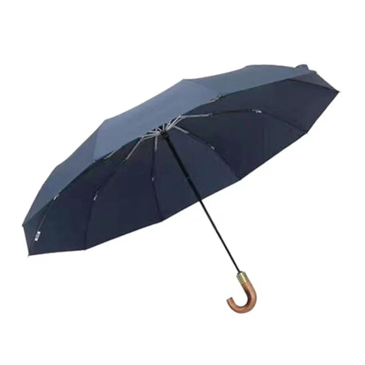 PARACHASE Grand parapluie pliant rétro robuste et résistant au vent, Bleu, Noir