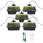 Kit de 5 plateaux de démarrage pour graines de plantes, plateau de semis avec lampe de croissance, noir, vert