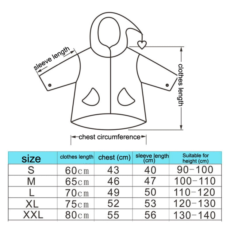 Large Hat Brim Cartoon Print Children Raincoat with Schoolbag Seat, S, M, L, XL, XXL