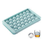 Moule à glaçons rond de 33 grilles avec couvercle, boîte à glaçons petite en marbre, livraison de couleur aléatoire, petit bleu