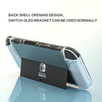 Kit de rangement pour console Switch OLED : coque en cristal, capuchon de protection, film de protection et pochette de rangement. Contient : pochette de rangement blanche 14 en 1 (avec dragonne) et pochette de rangement blanche 16 en 1.