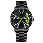Montre homme FNGEEN L001 à roue élémentaire moto, métal, surface rouge acier noir, surface verte acier noir, surface rouge acier blanc, surface verte acier blanc, surface rouge acier noir à filet noir, surface verte acier noir à filet noir