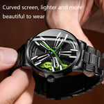 Montre homme FNGEEN L001 à roue élémentaire moto, métal, surface rouge acier noir, surface verte acier noir, surface rouge acier blanc, surface verte acier blanc, surface rouge acier noir à filet noir, surface verte acier noir à filet noir