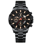 Montre quartz multifonction étanche FNGEEN 5225, surface bleue acier bleu rose, surface noire acier noir rose, surface noire acier noir noir, surface blanche acier blanc noir, surface blanche cercle noir acier noir