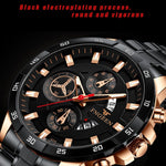 Montre quartz multifonction étanche FNGEEN 5225, surface bleue acier bleu rose, surface noire acier noir rose, surface noire acier noir noir, surface blanche acier blanc noir, surface blanche cercle noir acier noir
