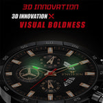 Montre quartz multifonction étanche FNGEEN 5225, surface bleue acier bleu rose, surface noire acier noir rose, surface noire acier noir noir, surface blanche acier blanc noir, surface blanche cercle noir acier noir