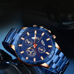 Montre quartz multifonction étanche FNGEEN 5225, surface bleue acier bleu rose, surface noire acier noir rose, surface noire acier noir noir, surface blanche acier blanc noir, surface blanche cercle noir acier noir