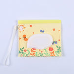 Sac à lingettes humides pour bébé EVA avec rabat, sac à cosmétiques en coton, étoiles noires, papillon jaune, chaton, papillon noir, fleurs