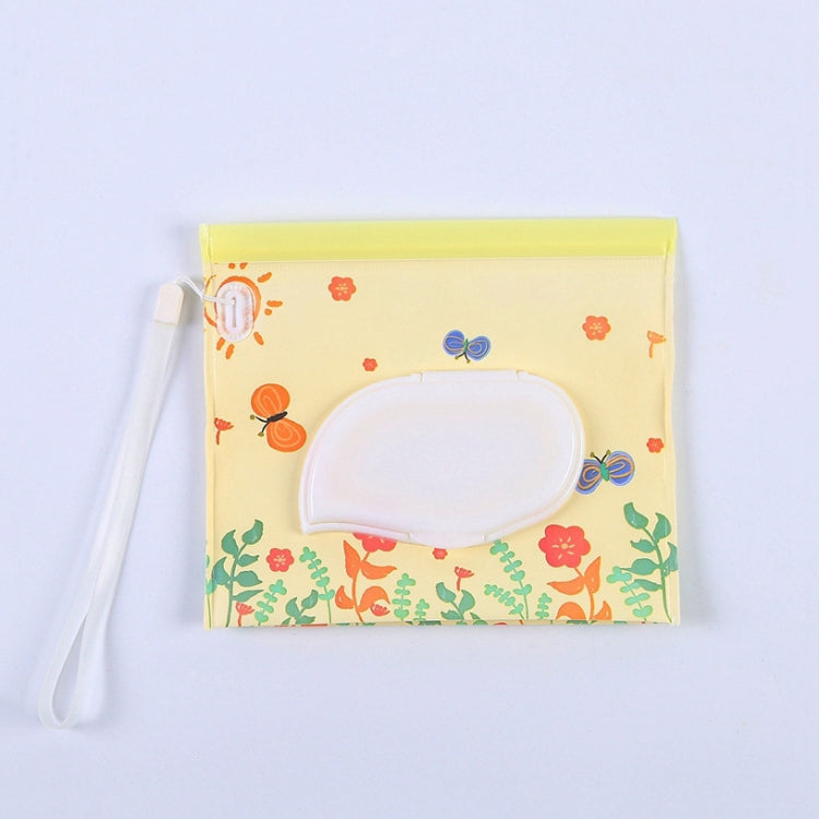 Sac à lingettes humides pour bébé EVA avec rabat, sac à cosmétiques en coton, étoiles noires, papillon jaune, chaton, papillon noir, fleurs
