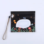 Sac à lingettes humides pour bébé EVA avec rabat, sac à cosmétiques en coton, étoiles noires, papillon jaune, chaton, papillon noir, fleurs