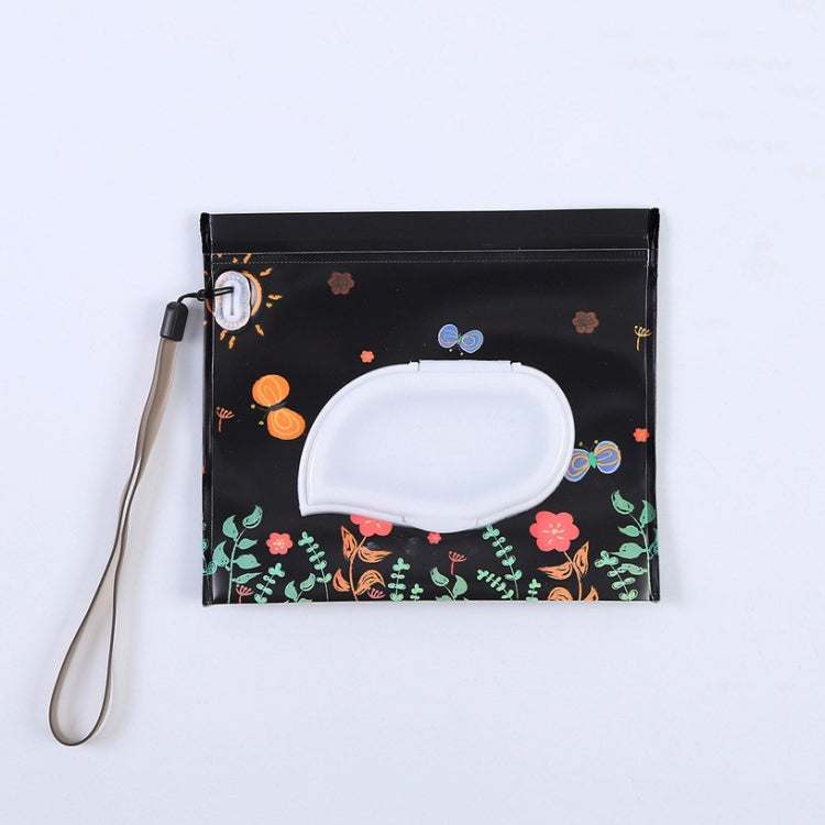 Sac à lingettes humides pour bébé EVA avec rabat, sac à cosmétiques en coton, étoiles noires, papillon jaune, chaton, papillon noir, fleurs