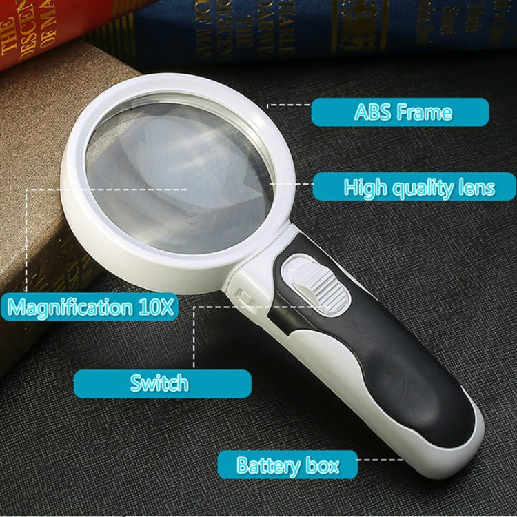 Loupe de lecture portative avec lumière LED grossissement 10 fois, modèle 77350B
