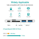 Station d'accueil USB-C vers HDMI avec lecteur de carte, spécifications : 5 en 1 gris, 5 en 1 argent, 6 en 1 gris, 6 en 1 argent