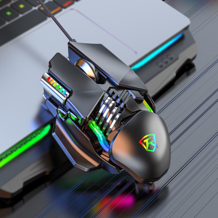 Souris filaire Taijia P3 6 touches avec éclairage RGB réglable, noir, blanc