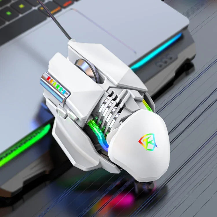 Souris filaire Taijia P3 6 touches avec éclairage RGB réglable, noir, blanc
