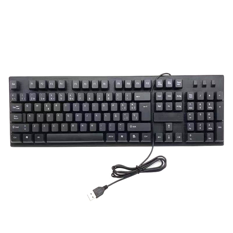 Clavier USB filaire pour ordinateur 108 touches, longueur du câble : 1,5 m, arabe simple, russe, français, espagnol