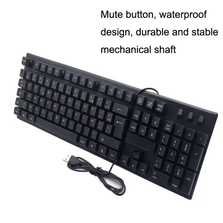 Clavier USB filaire pour ordinateur 108 touches, longueur du câble : 1,5 m, arabe simple, russe, français, espagnol