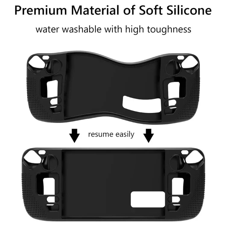 Étui en silicone PGTECH pour console de jeux Steam Deck, avec particules antidérapantes, noir.