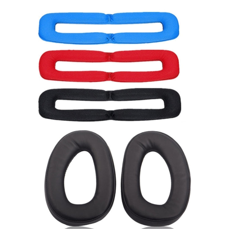 2 PCS Cache-écouteurs pour Sennheiser GSP300 GSP370 GSP350,Style :, Cuir protéiné, Cuir d'agneau, Bandeau noir, Bandeau rouge, Bandeau bleu, Tissu maillé