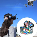 Lunettes vidéo de vol avec bandeau couleur graffiti et sangle fixe pour lunettes DJI FPV V2, sangle, sangle + câble d'alimentation, sangle + câble d'alimentation + coussinet