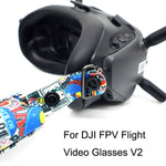 Lunettes vidéo de vol avec bandeau couleur graffiti et sangle fixe pour lunettes DJI FPV V2, sangle, sangle + câble d'alimentation, sangle + câble d'alimentation + coussinet