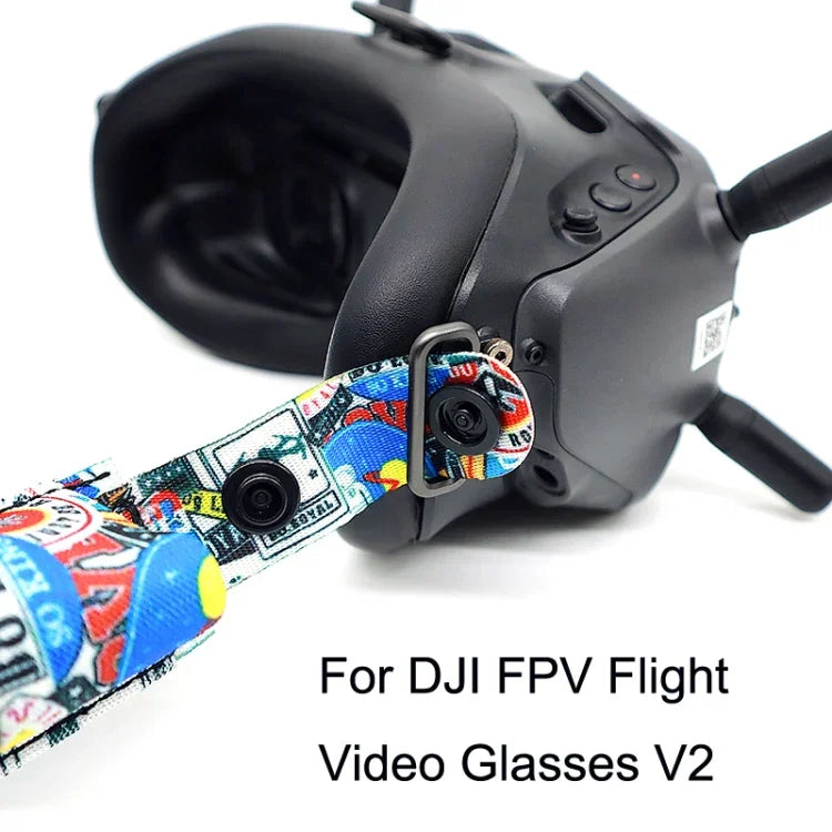 Lunettes vidéo de vol avec bandeau couleur graffiti et sangle fixe pour lunettes DJI FPV V2, sangle, sangle + câble d'alimentation, sangle + câble d'alimentation + coussinet