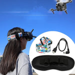 Lunettes vidéo de vol avec bandeau couleur graffiti et sangle fixe pour lunettes DJI FPV V2, sangle, sangle + câble d'alimentation, sangle + câble d'alimentation + coussinet