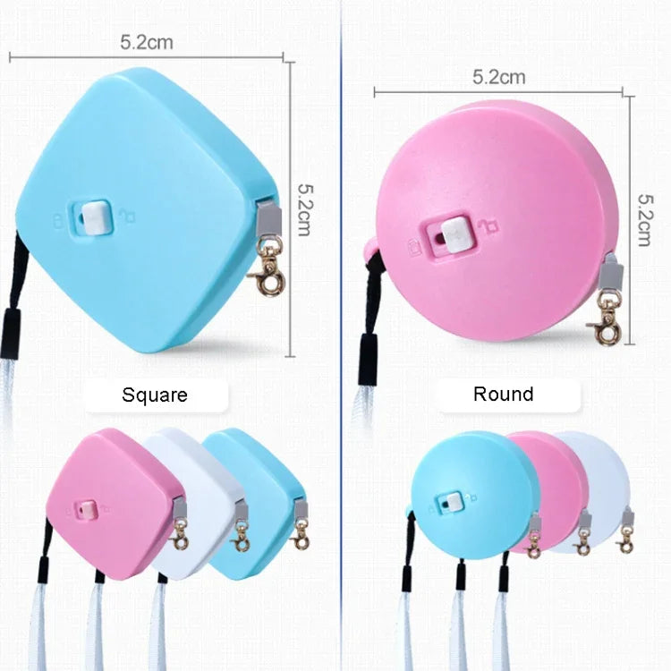 Laisse rétractable automatique pour chien, petit rétracteur pour animaux de compagnie, 2m carré bleu, 2m rond blanc, 2m rond rose, 2m rond bleu, 2m carré blanc, 2m carré rose