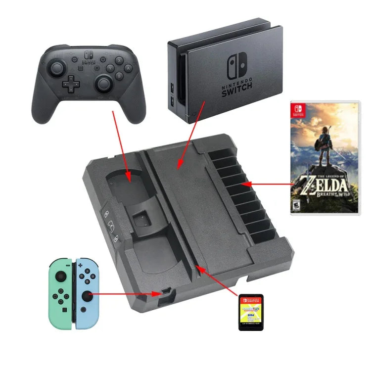 Support de rangement et de chargement multifonctionnel pour console de jeux Nintendo Switch, S053