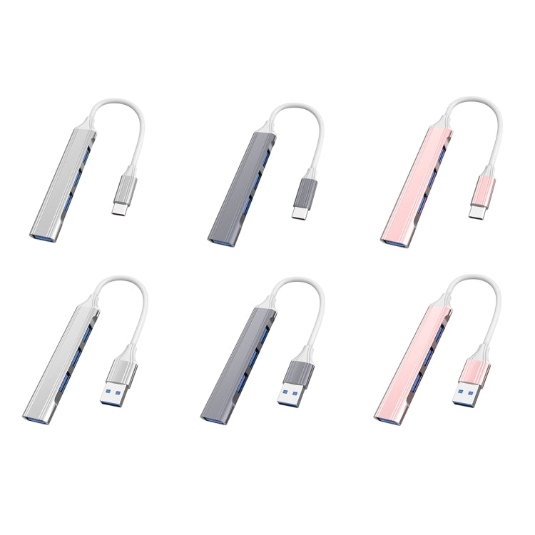 Station d'accueil mini multifonction 4 en 1, spécifications : Type-C/USB-C 3.0 (argent), Type-C/USB-C 3.0 (argent), Type-C/USB-C 3.0 (gris), Type-C/USB-C 3.0 (rose), USB 3.0 (argent), USB 3.0 (gris), USB 3.0 (rose)