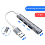 Station d'accueil mini multifonction 4 en 1, spécifications : Type-C/USB-C 3.0 (argent), Type-C/USB-C 3.0 (argent), Type-C/USB-C 3.0 (gris), Type-C/USB-C 3.0 (rose), USB 3.0 (argent), USB 3.0 (gris), USB 3.0 (rose)