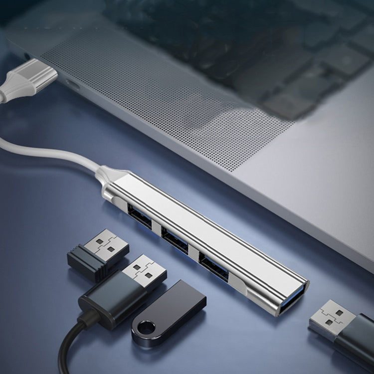 Station d'accueil mini multifonction 4 en 1, spécifications : Type-C/USB-C 3.0 (argent), Type-C/USB-C 3.0 (argent), Type-C/USB-C 3.0 (gris), Type-C/USB-C 3.0 (rose), USB 3.0 (argent), USB 3.0 (gris), USB 3.0 (rose)