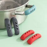 1 paire de couvercles isolants en silicone pour poignée de casserole en fer, vert clair, gris simple, rouge