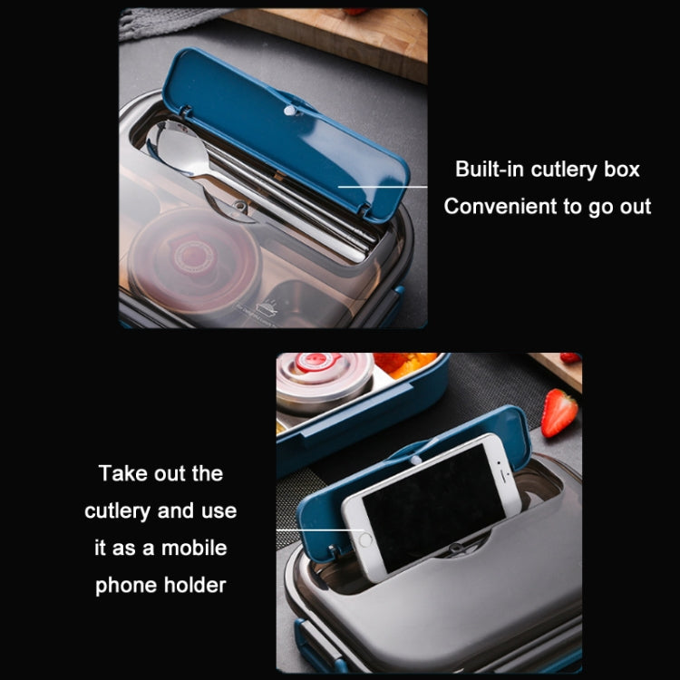 304 Stainless Steel Double-Layer Large-Capacity Portable Lunch Box, Peacock Blue, Lemon Yellow, Ink Pink