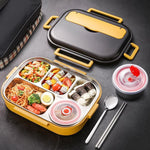 Boîte à lunch portable grande capacité double couche en acier inoxydable 304, bleu paon, jaune citron, rose encre