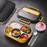 Boîte à lunch portable grande capacité double couche en acier inoxydable 304, bleu paon, jaune citron, rose encre