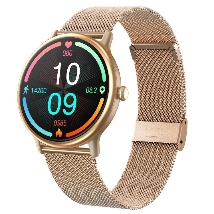 Montre intelligente Bluetooth LOANIY Y86 de 1,43 pouce avec surveillance de la fréquence cardiaque, acier doré, acier noir