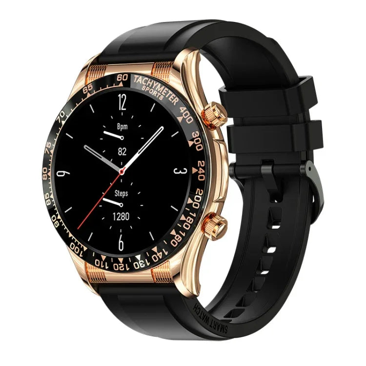 LOANIY E18 Pro Montre connectée Bluetooth avec fonction NFC, Silicone doré, Cuir noir, Cuir doré, Acier noir argenté, Acier vert argenté